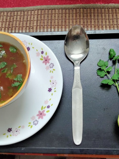 A picture of Beetroot, coriander and lemon soup.