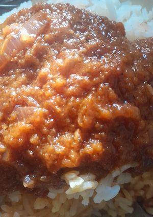 A picture of Tin tomatoes and onion stew.