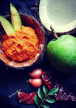 A picture of PACHA MANGA CHAMANTHI/RAW MANGO CHUTNEY.