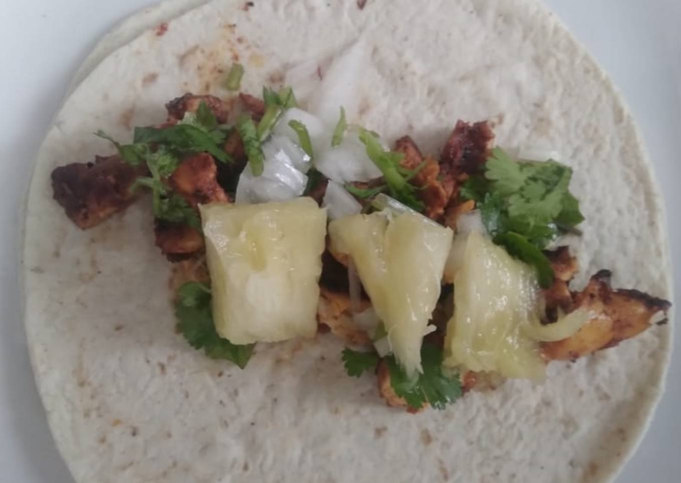 Tacos al pastor en sartén