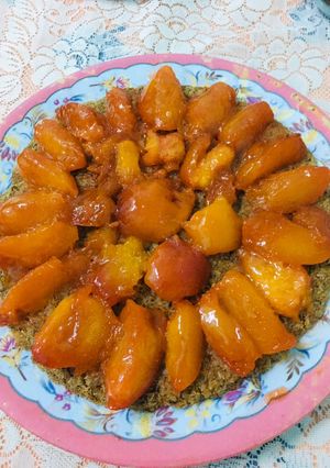 صورة لوصفة الكنافه بكمبوت الخوخ