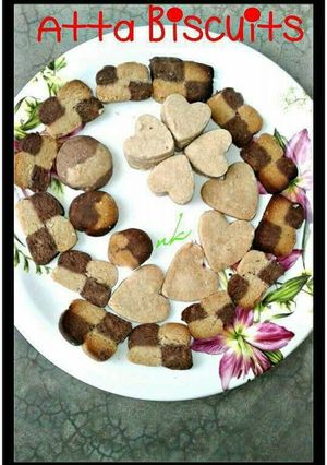 A picture of Homemade atta cookies/biscuits baked in kadai.