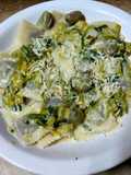 Pastas con crema de puerros y habas, para disfrutar!