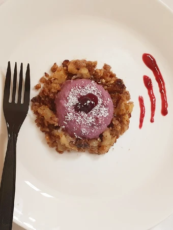 Recipe Coconut berry pudding with Apple crumble Vegan which Delicious