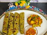 Avocado thepla with with aloo ki sukhi sabzi