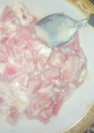 A picture of Watermelon with milk.