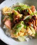 Stir-fried Ham, Egg & Lettuce Rice Bowl