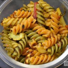 A picture of Tricolour pasta with indian twist.