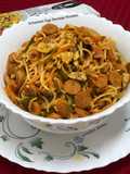 Schezwan Egg Sausage Noodles