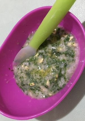 Foto resep Mpasi 9m+ bubur bayam telur puyuh