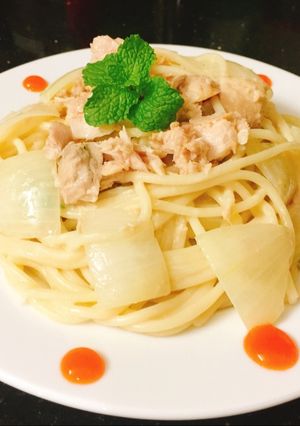 Hình của món Pasta cá ngừ sốt kem.