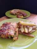 Guiso de zapallo italiano y queso rallado con papas rústicas