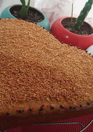 عکسی از دستور کیک کدو حلوا با روکش کنجد و نارگیل