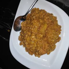 A picture of Porriage beans with sweet potatoes.