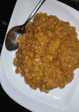 A picture of Porriage beans with sweet potatoes.