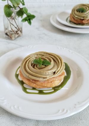 Foto resep Churros with Custard Matcha Latte
