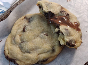 A picture of Truffle Stuffed Chocolate Chip Cookies.