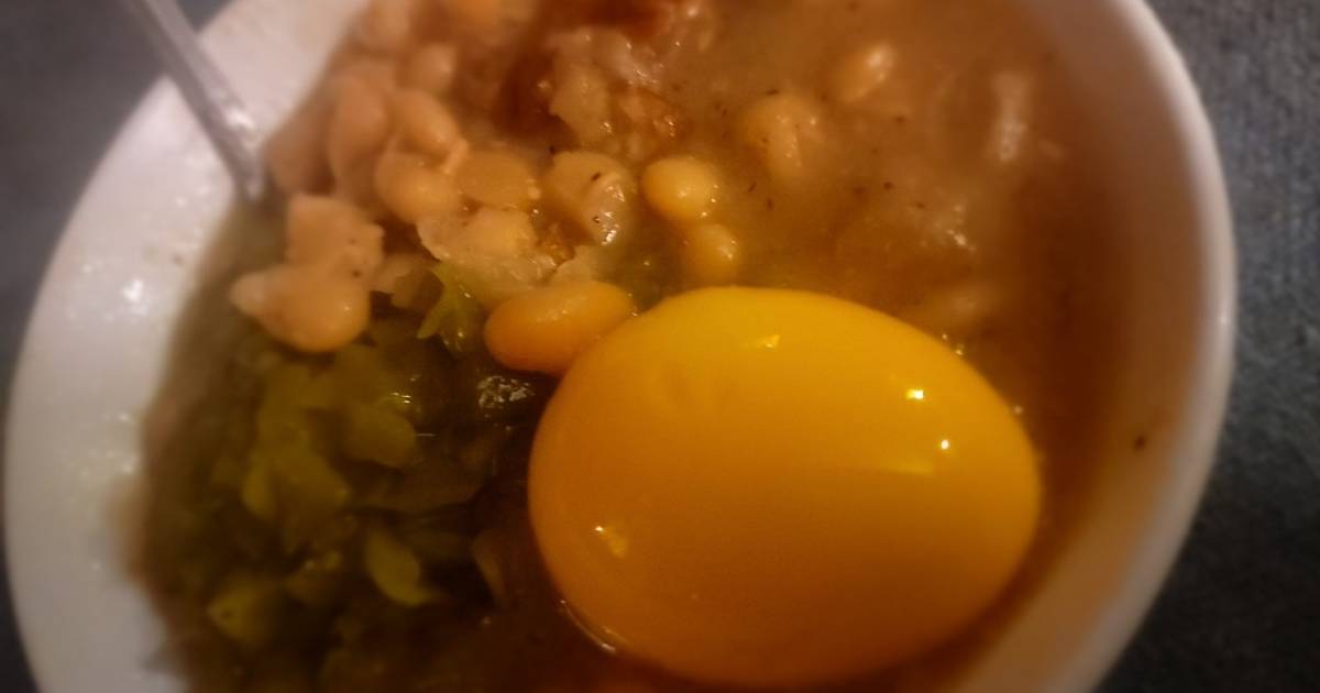 White Bean Soup w/ Pork Jowl, ChowChow and Jalapeño Pickled Egg Recipe