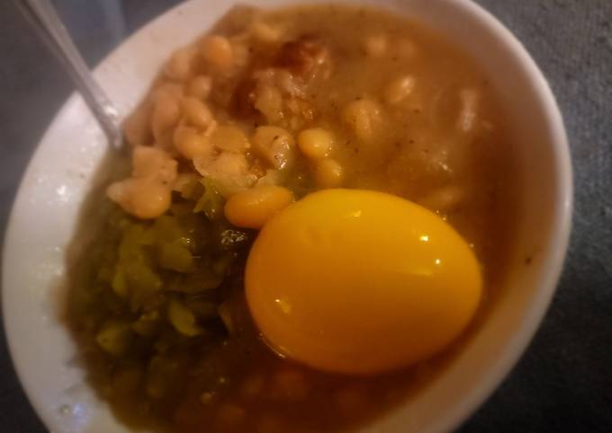 Recipe of Quick White Bean Soup w/ Pork Jowl, Chow-Chow and Jalepeno Pickled Egg