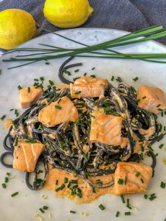 Schwarze Spaghetti mit Lachs Rezepthauptbild