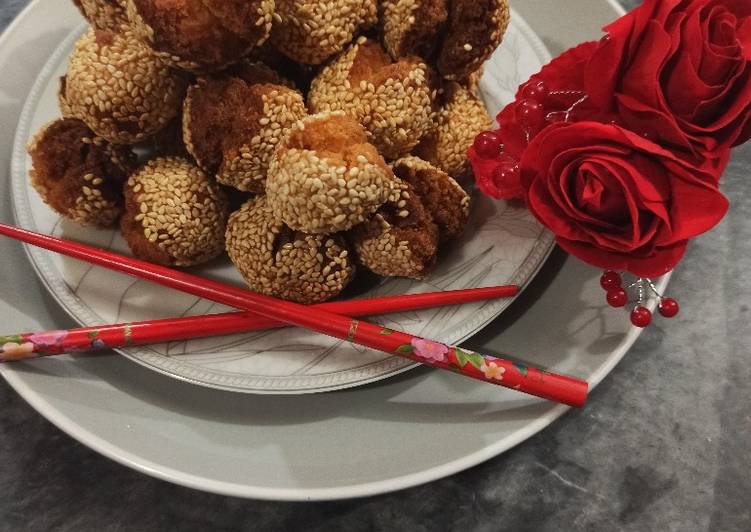 Steps to Make Quick Laughing Balls | Chinese Smiling Sesame Cookies
