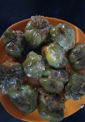 A picture of Stuffed green capsicum.
