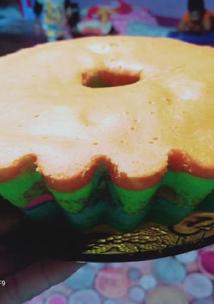 Foto resep Rainbow cake kukus santan