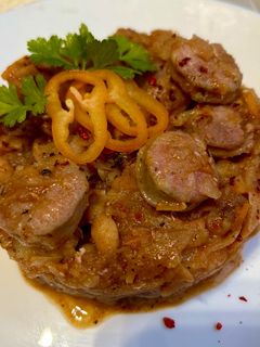 Фото Овочеве рагу з ковбасками🥔🥦🥓.