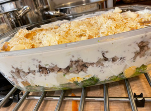 Rakott brokkoli füstölt sajttal, tojással és darált hússal (diétás recept) recept fotója