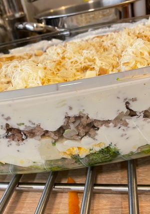 Rakott brokkoli füstölt sajttal, tojással és darált hússal (diétás recept) recept fotója