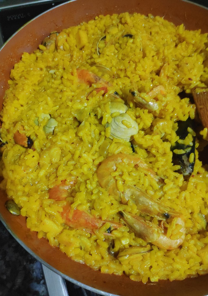 Una foto de Intento de paella de marisco