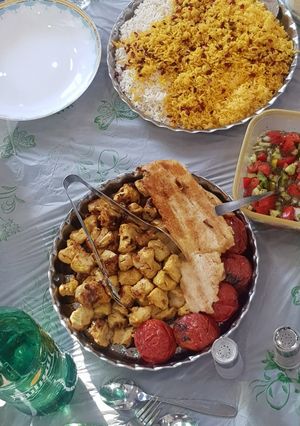 عکسی از دستور جوجه کباب زعفرانی کره ایی