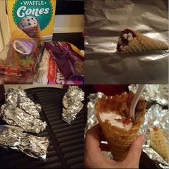 A picture of Strawberry & chocolate cones.