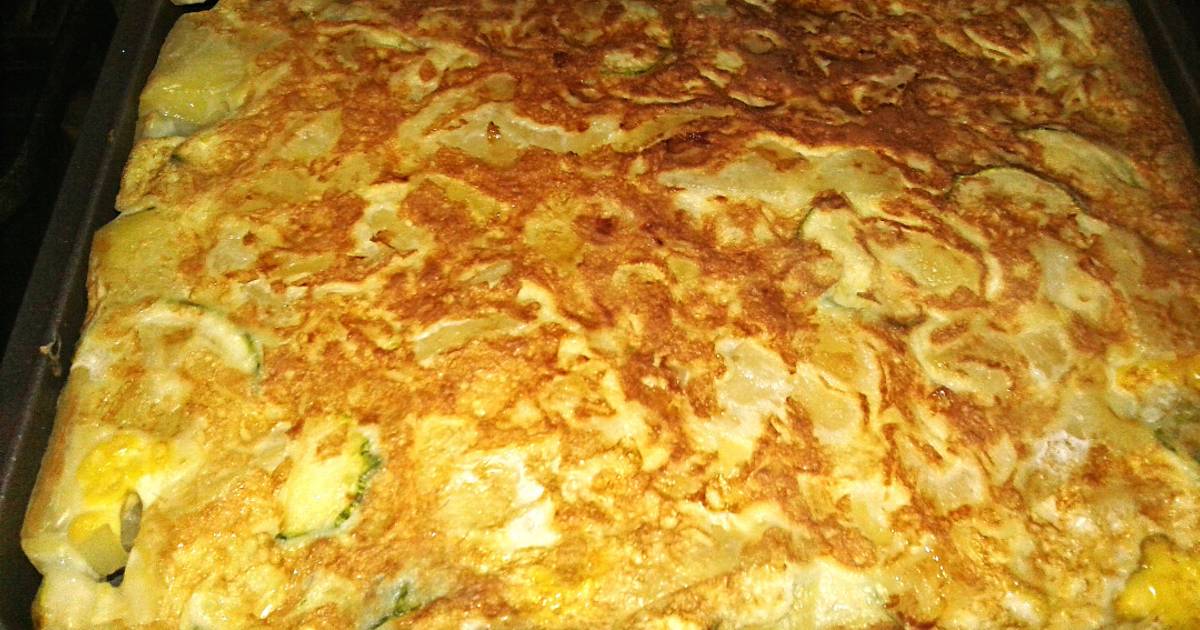 Tortilla de papa y zuquini en flip Receta de Evelin Dimarco Cookpad