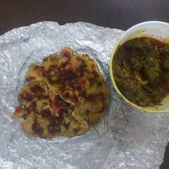 Besan chilla with sabzi A picture of Besan chilla with sabzi.