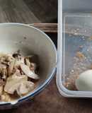 ผัดเห็ดฟางหมูสับกินคู่กับน้ำพริกกระปิไข่ต้มชะโอม