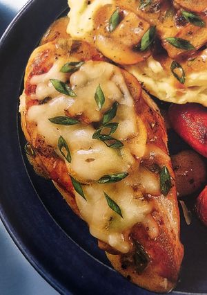 A picture of Smothered Mushroom Chicken.