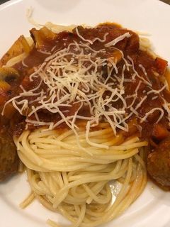 Foto resep Spagheti meatball and mushroom with bolognaise sauce