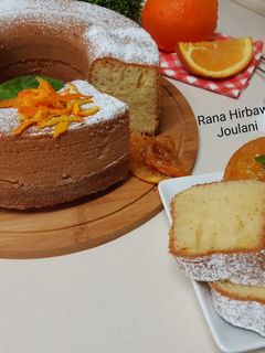صورة لوصفة كيكة البرتقال بزينة البرتقال المكرمل 🍊🍊