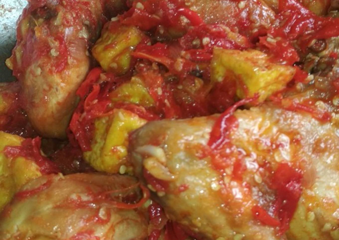 Balado ayam dan tahu
