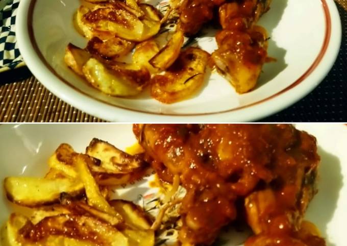 Coscette di pollo sughetto e vino rosso