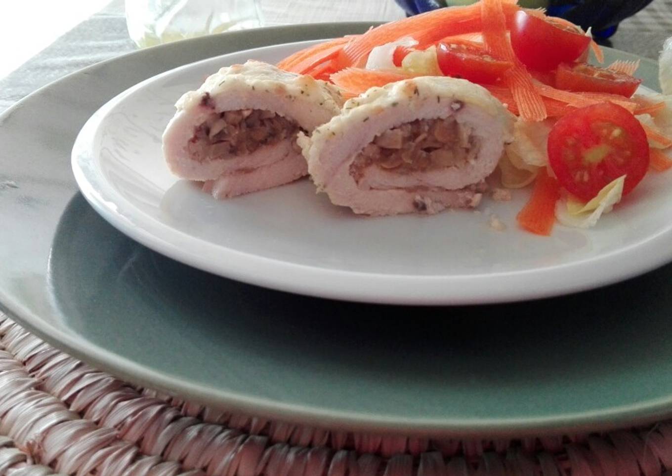 Rollitos de pollo relleno de champiñón