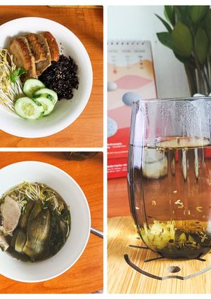Hình của món Giảm cân - eat clean: khâu nhục + canh atiso hầm xương.