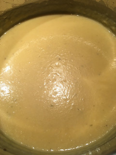 A picture of Cauliflower, potato & cheddar soup.