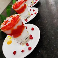 Yogurt panna cotta with strawberry A picture of Yogurt panna cotta with strawberry.