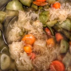 A picture of Chayote and Clavaria Mushroom Soup.