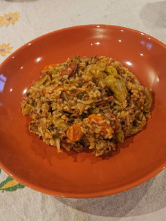 A picture of Sautéed Mince Beef with Rice And Vegetables.