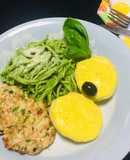 Espaguetis al Pesto 🌿🥔 con Papa la Huancaina Pe 😋