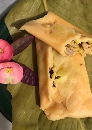 Una foto de Hallacas de masa de maíz