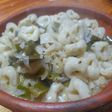 Salsa de puerro, vino, leche, ajo y cebolla (capeletinis)